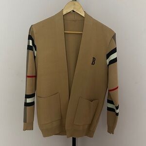 Burberry Tan Lightweight Jacket with Striped Sleeves